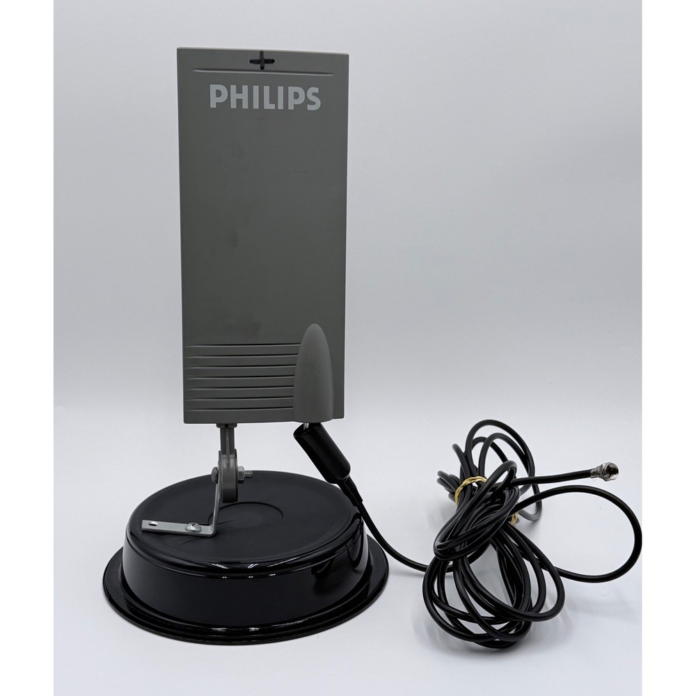 Philips MANT940 Amplified UHF Flat Panel TV Antenna 20ft Cable Grey Black Tested